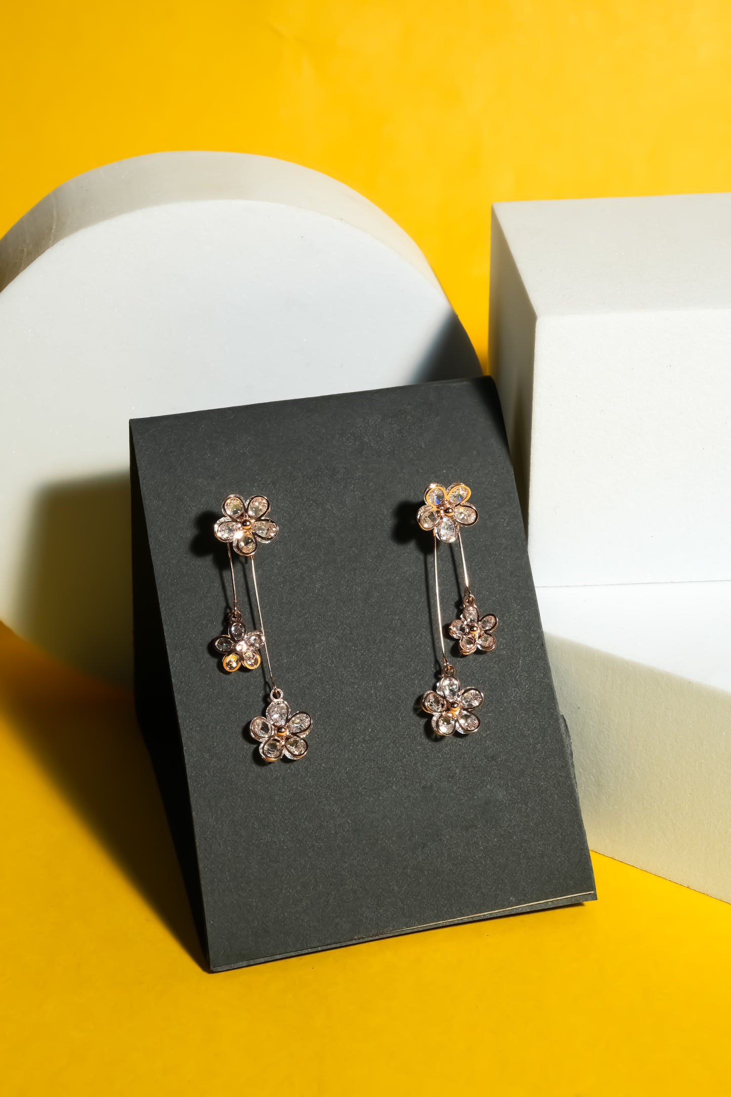 Solibelle Rose Gold Floral Branch Earrings