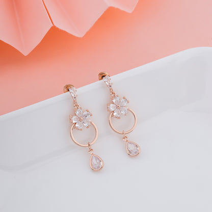 Solibelle Rose Gold Plated Kundan Earrings