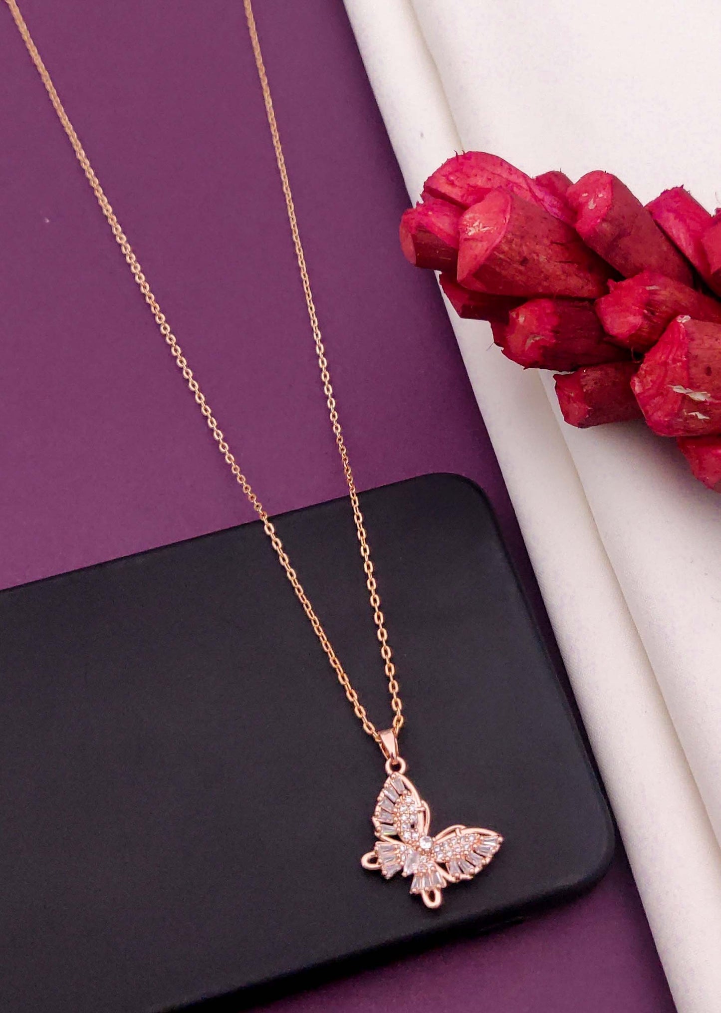 Solibelle Fabiana Chain Pendant | Antitarnish Rose Gold Plated